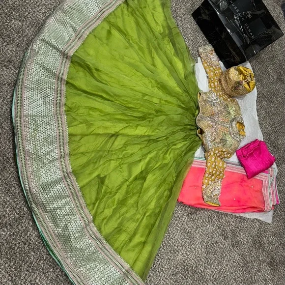 Green Skirt with Silver Accents